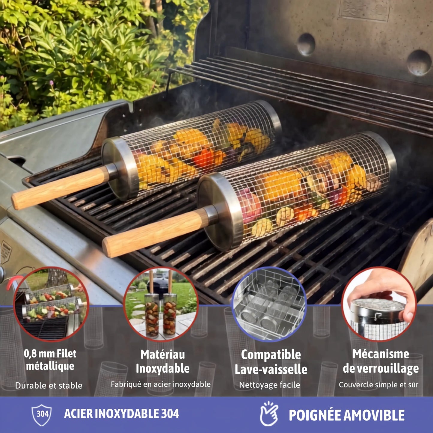 Le Panier Grill Roulant